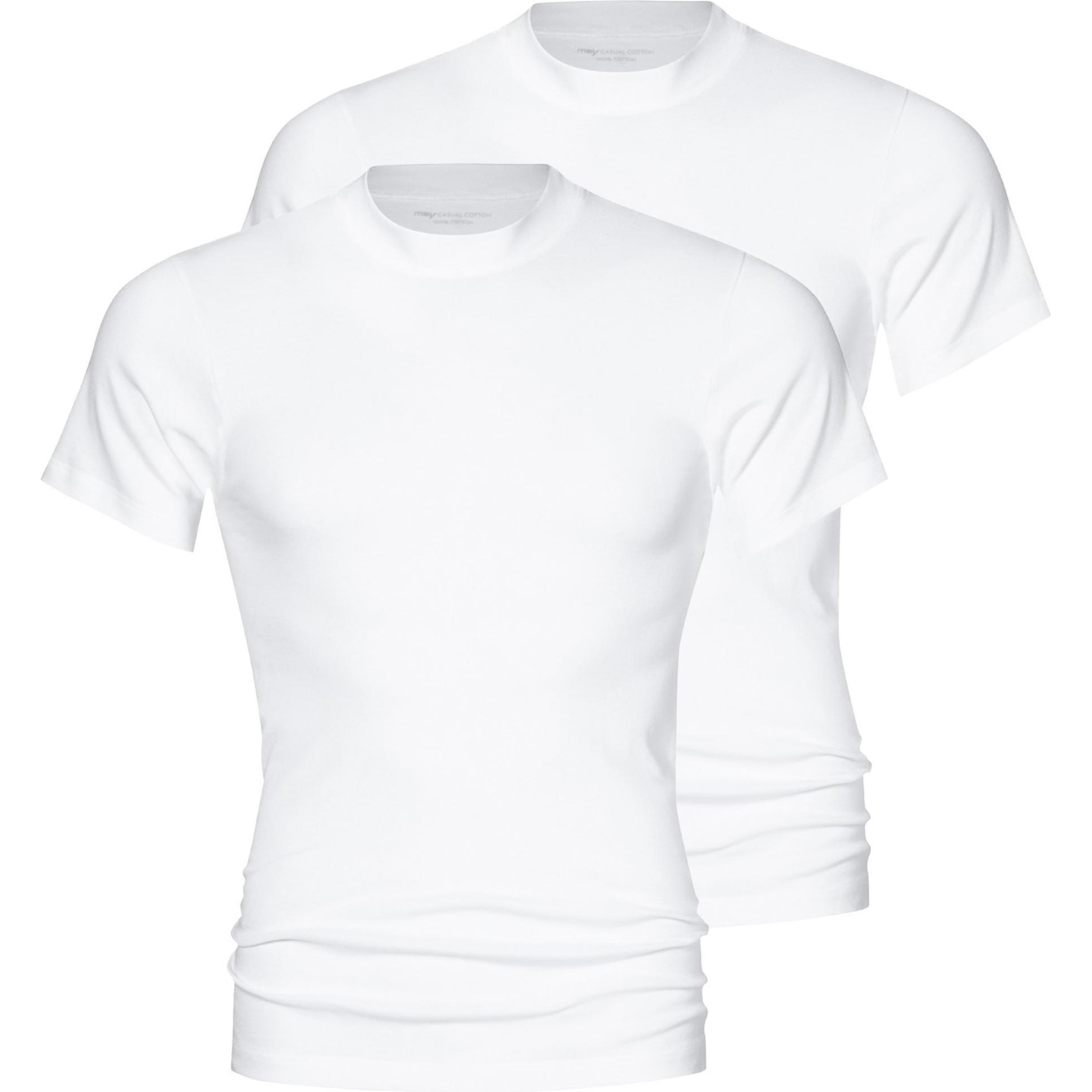 Mey, Herren, Shirt, 2er Pack Casual Cotton Olympia Shirt - T-Shirt, Weiss, (M)