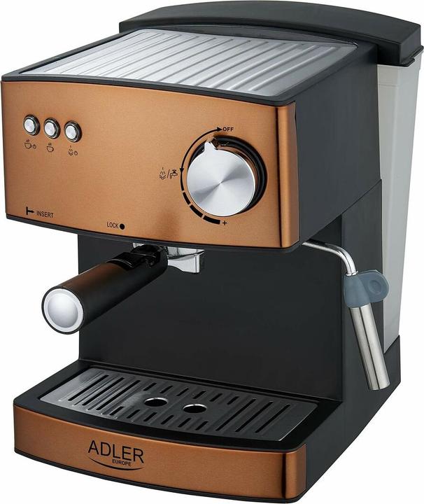Adler Espressomaschine AD 4404cr, Druck 15 bar, mit Milchaufschäumer, halbautomatisch, 850 W, Cooper