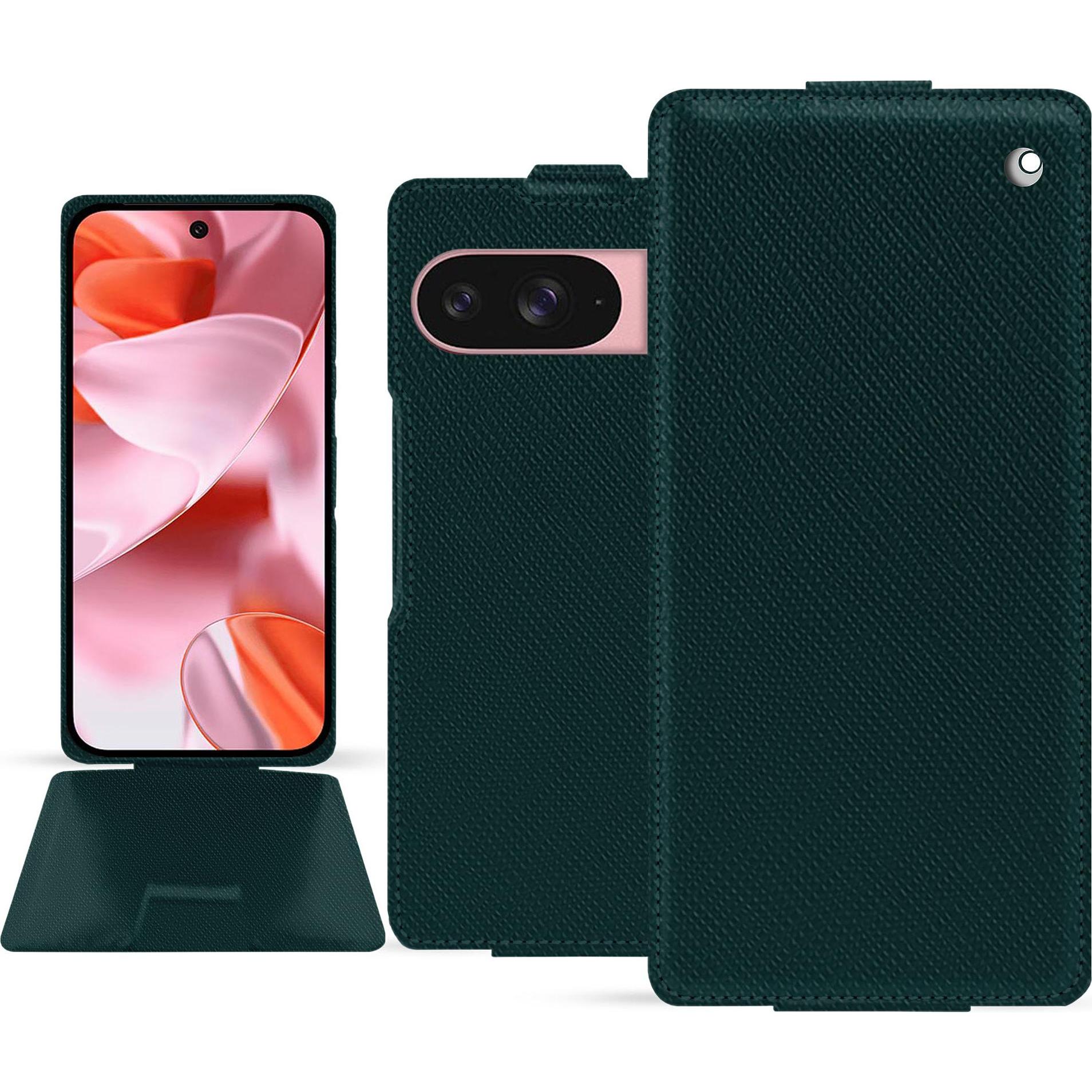Noreve Lederschutzhülle vertikal (Google Pixel 9), Smartphone Hülle, Grün