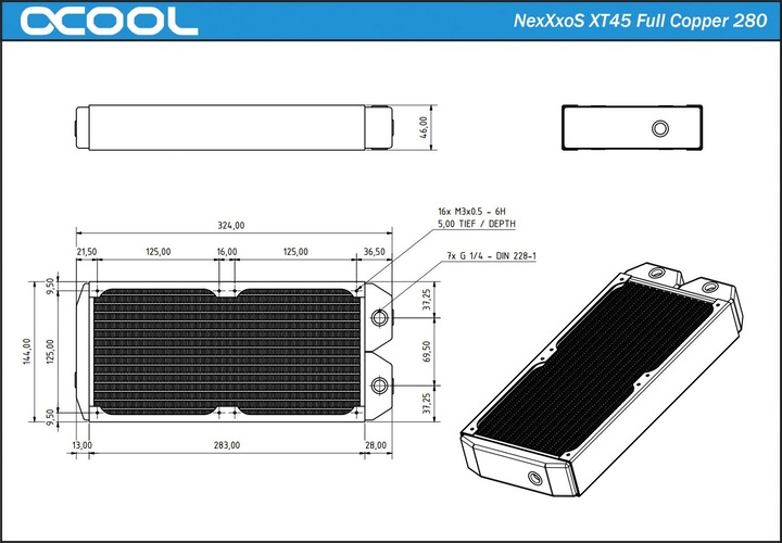 Produktbild Alphacool XT45 Full Copper 280mm (140 mm)