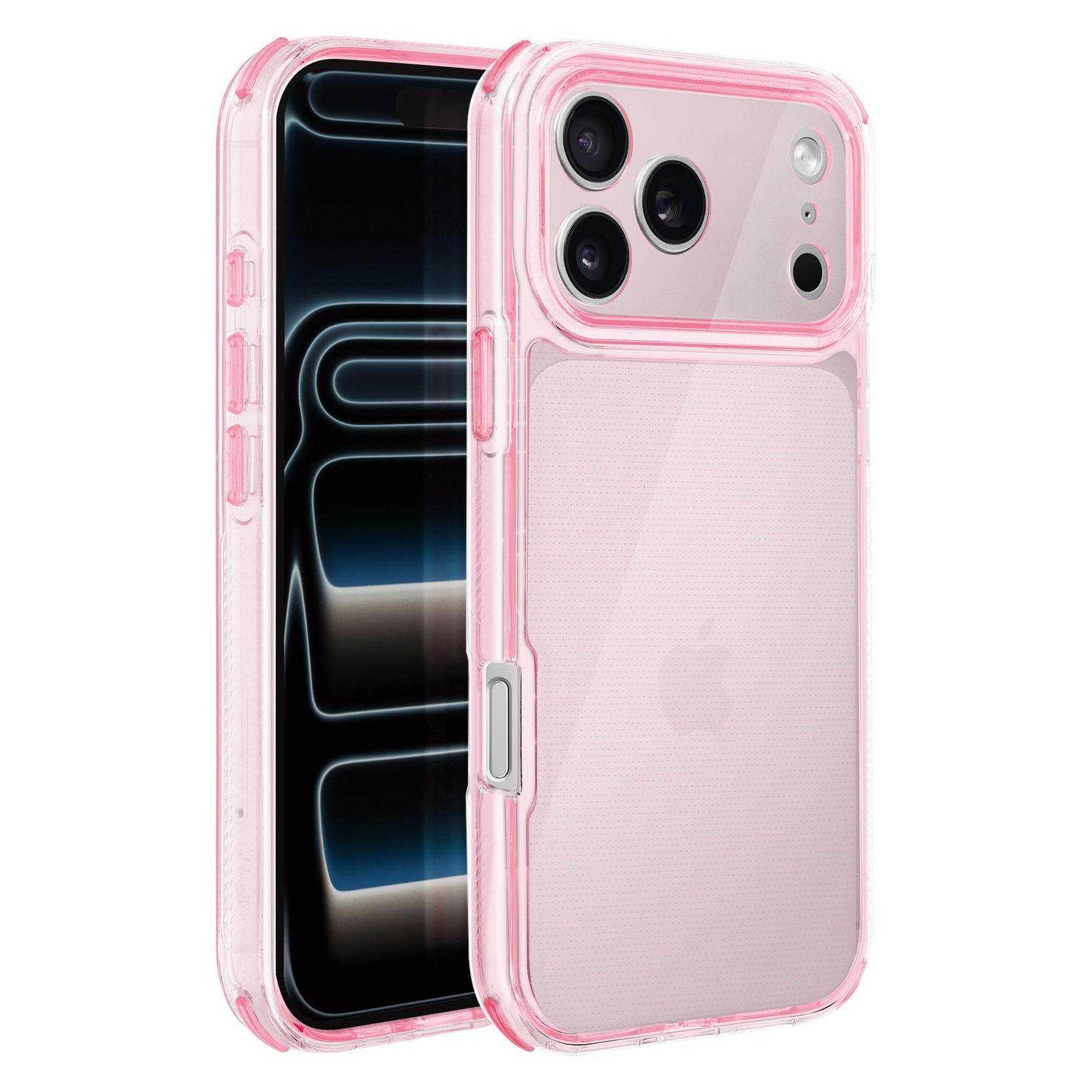 Avizar Bi-Material Case IPhone 17 Pro Max Robust (Apple IPhone 17 Pro Max), Smartphone Hülle, Transparent, Rosa