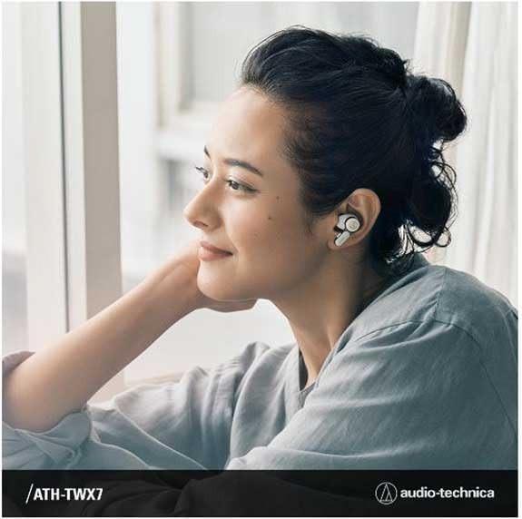 Produktbild Audio-Technica Kompiuterio kolonėlės WIRELESS EARBUDS ATH-TWX7 Baltas (ANC, 6.50 h, Kabellos)
