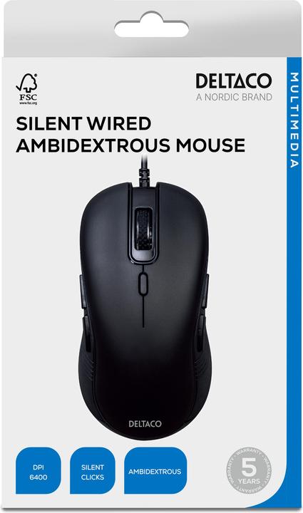 Actual product image Deltaco Klaviat??ra Tyli su laidu dvipus?? pel??, 6 mygtukai, 1000-6400 DPI, juoda / MS-810 (Cable)