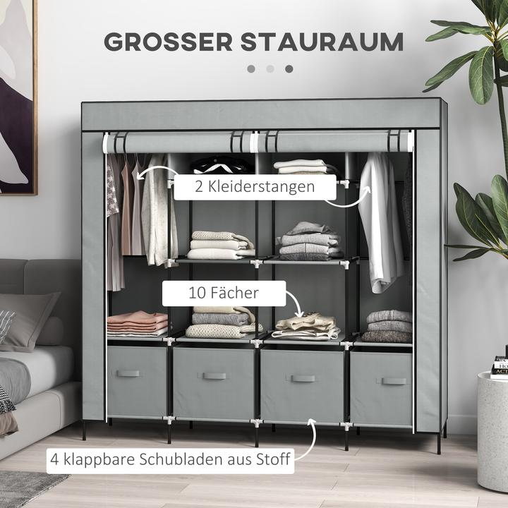 Image du produit Homcom Armoire en tissu avec portes à fermeture éclair (166 x 42.5 x 169.5 cm)