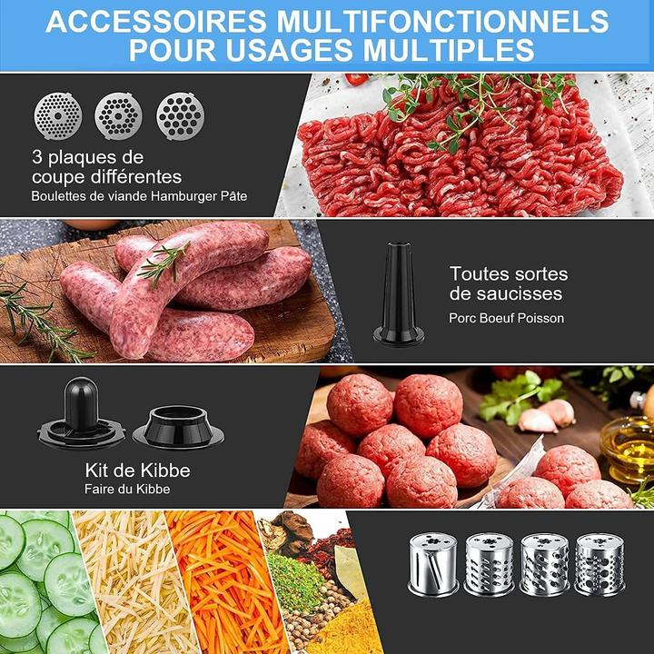 Image du produit Coocheer Hachoir électrique multifonction avec accessoires pour viande et légumes