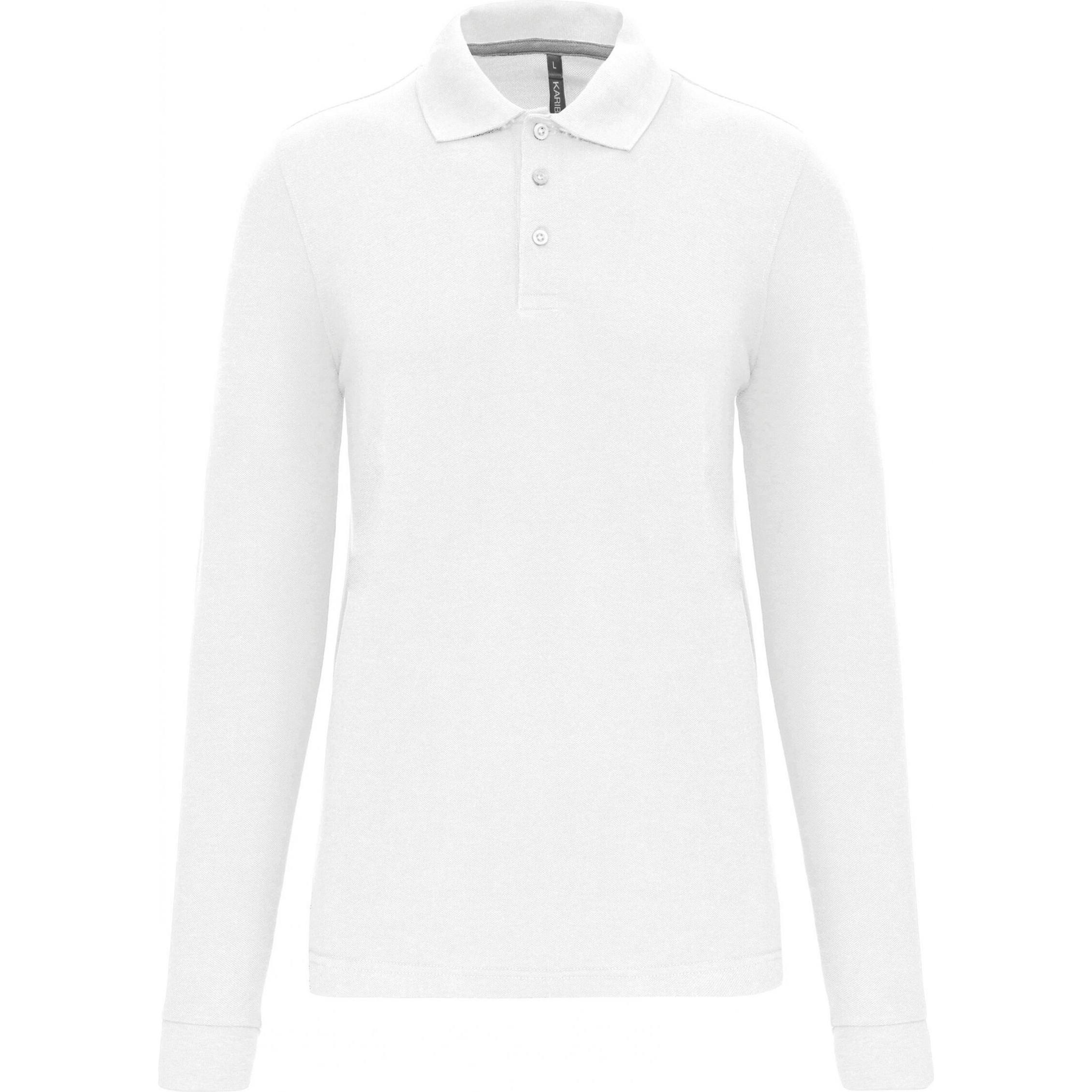 Kariban, Herren, Shirt, Polo-Shirt langarm, Weiss, (4XL)