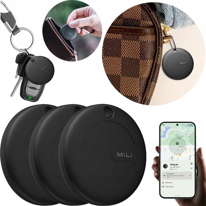 Mili Lokalizator GPS MiTag ANDROID 3 sztuki do: plecaka, kluczy, bagażu dla psa (Android)