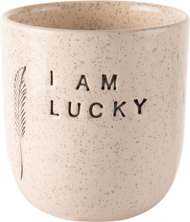 Feeling Good Inside Coffee mug I am lucky cream 8.5 cm (1x)
