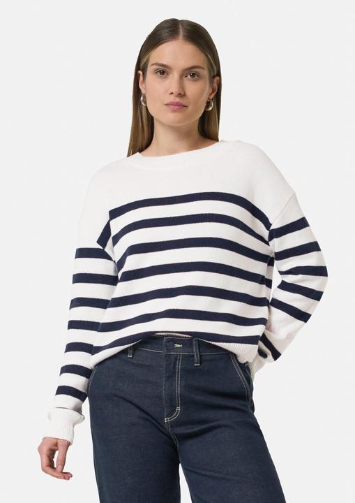 Actual product image Comma Strickpullover Verkürzter Streifen-Pullover mit Rippblende und Kontrast-Details (32)