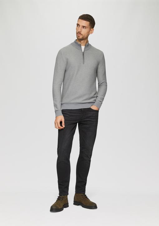 Produktbild s.Oliver Strickpullover Strickpullover mit Troyer-Kragen und Bi-Color-Struktur (XL)