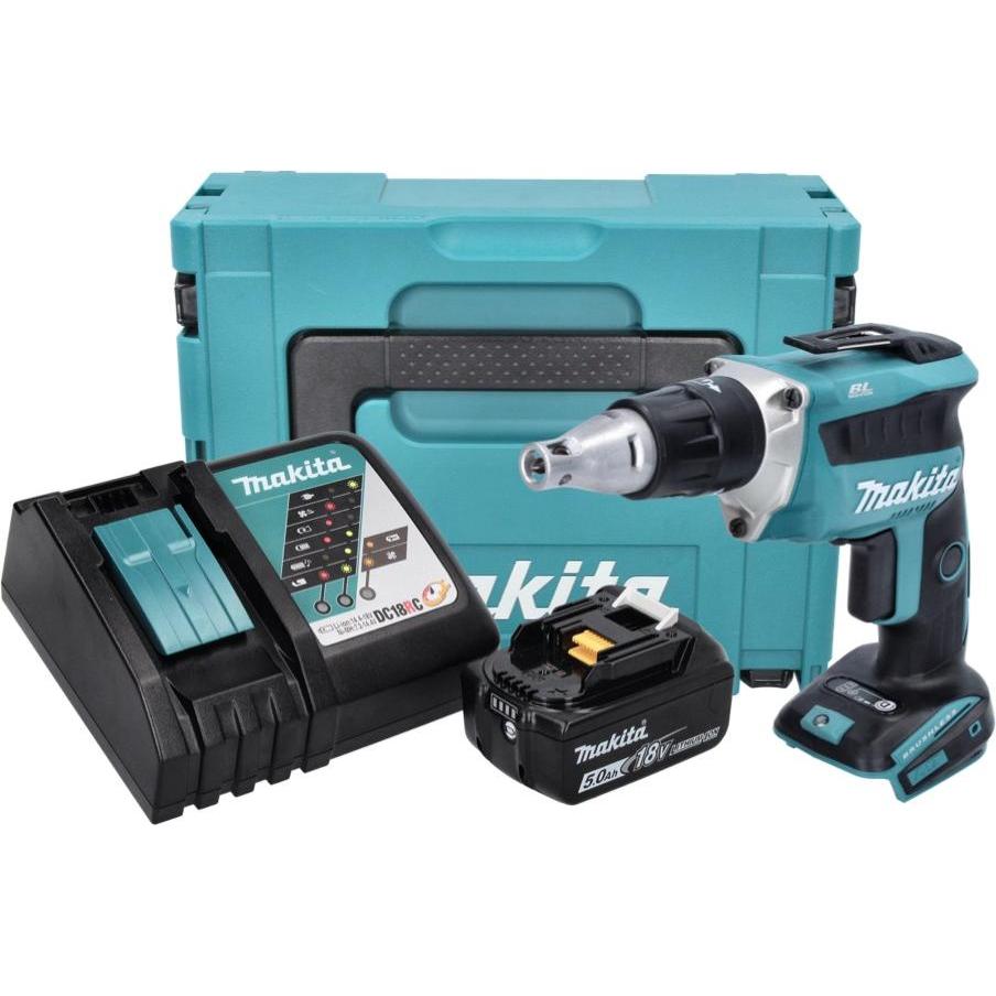 Thumbnail - Makita, Bohrmaschine + Akkuschrauber, DFS 452 RT1J Akku Schnellbauschrauber 18 V Brushless + 1x Akku 5,0 Ah + Ladegerät ...