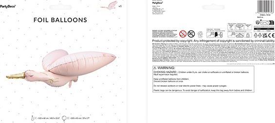 Produktbild Partydeco Foil balloon Stork, 103x60 cm, light pink (1 pkt / 1 pc.) (1 x)