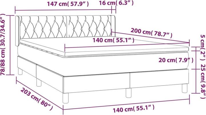 Actual product image vidaXL Boxspringbett (140 x 200 cm)