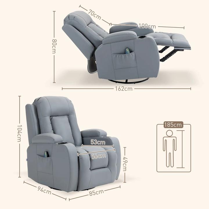 Image du produit Swisshandel24 Fauteuil de relaxation Fonction de massage électrique Fonction de couchage Fonction de basculement