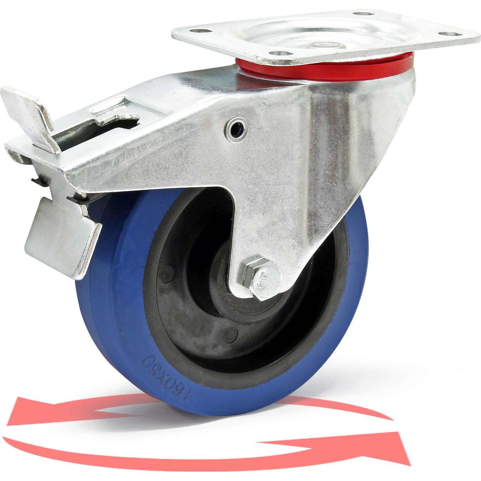 Wiltec, Möbelrollen, Lenkrollen Set 4x Transportrolle m. Bremse 160mm 300kg totalfeststellbar