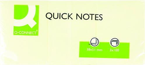 Produktbild Q-Connect Haftnotizen Quick Notes gelb (51 x 38 mm)