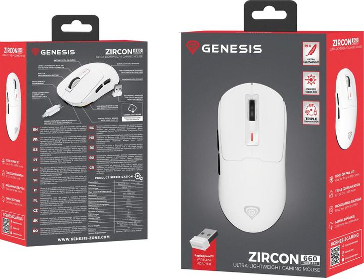Actual product image Genesis Gaming mouse ZIRCON 660 wireless white (Wireless)