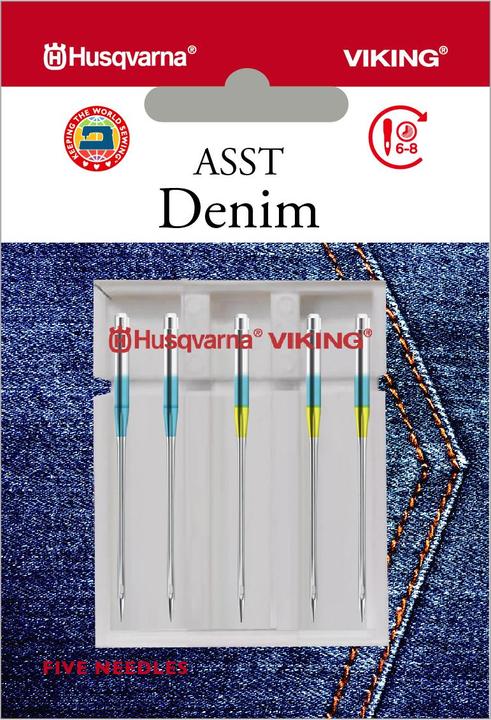 Actual product image Husqvarna Denim needle, range, 5 needles