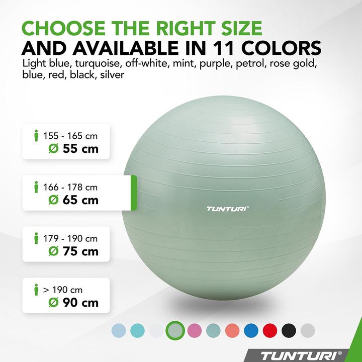Image du produit Tunturi Gym Ball - Fitnessball reissfest ABS 55 cm Mintgrün (55 cm)