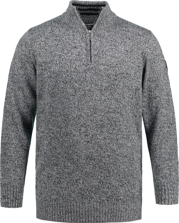 Image du produit JP1880 Pull camionneur en maille chinée, col avec fermeture à glissière et écusson sur l'une des manches (7XL)