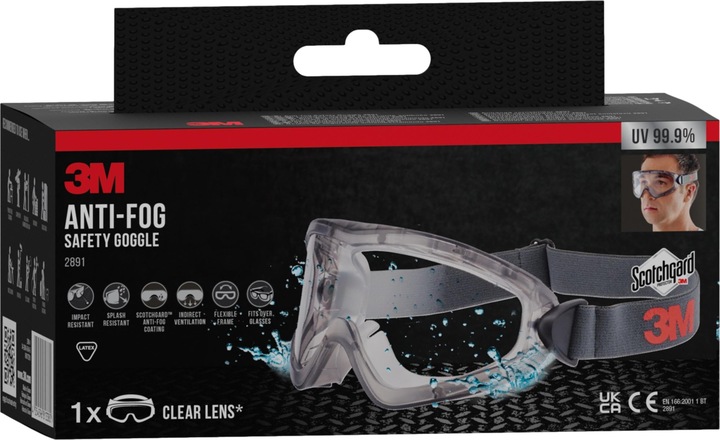 Actual product image 3M Scotchgard anti-fog safety goggles