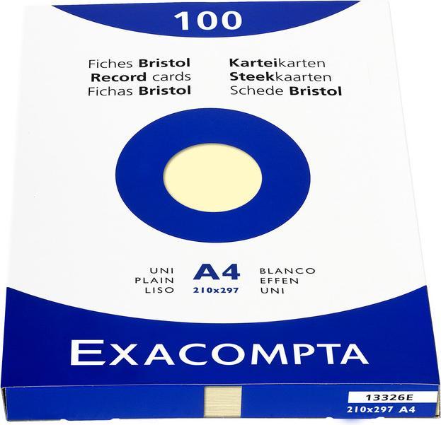 Actual product image Exacompta Index cards, DIN A4, blank, yellow (A4, 205 g/m², 100 x)