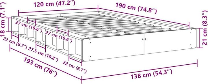 Produktbild vidaXL Bettgestell (120 x 190 cm)