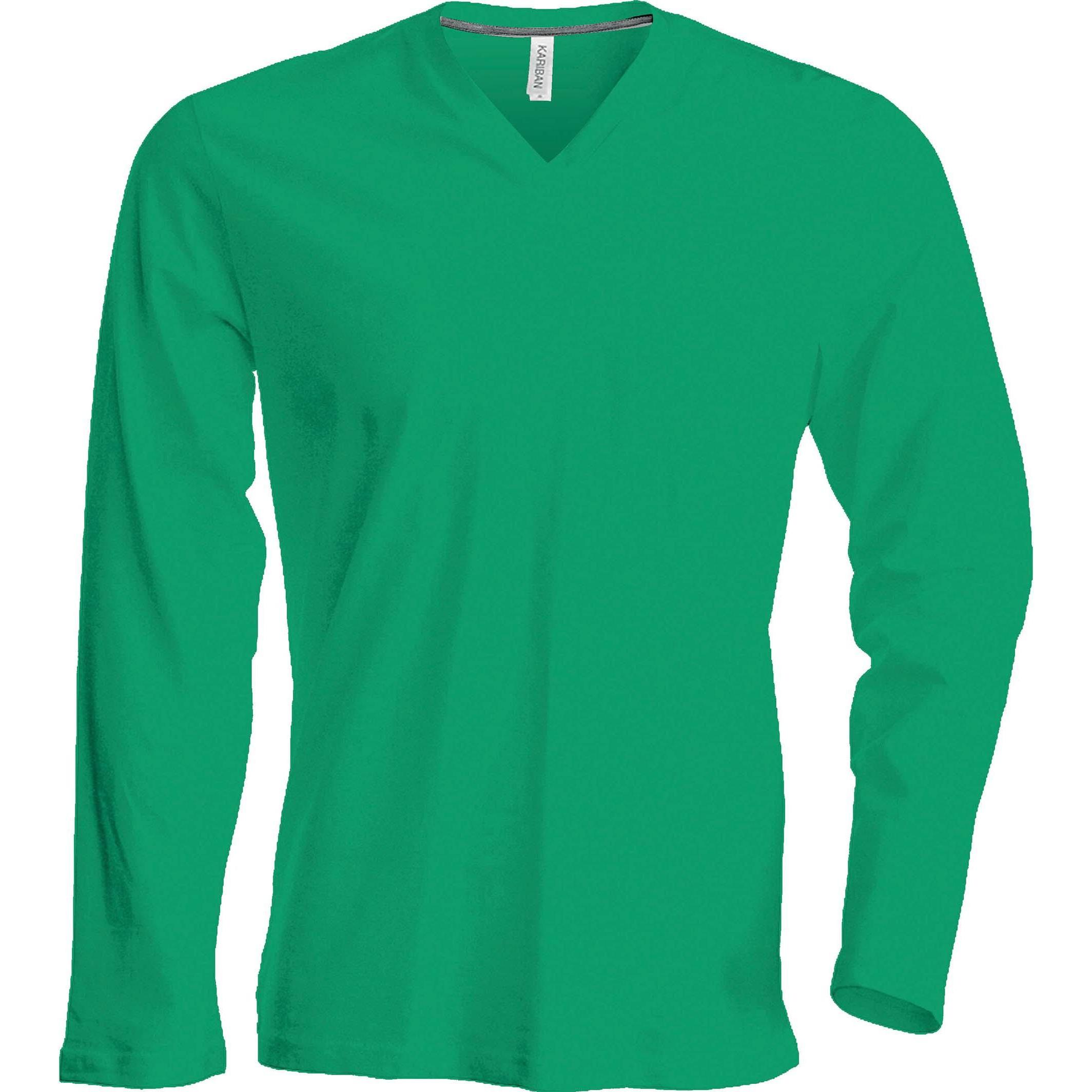 Kariban, Herren, Shirt, Col V manches longues, Grün, (L)