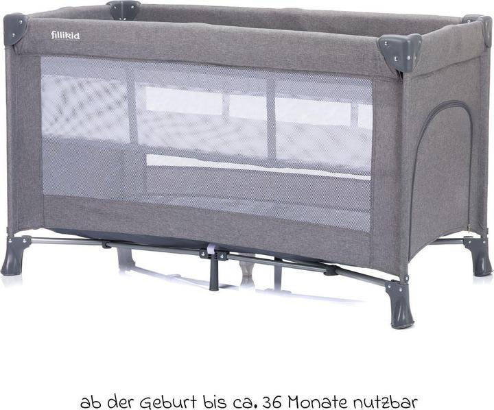 Image du produit Fillikid Reisebetten Reisebett Milano ab Geburt - 15 kg mit Einhand-Faltmechanismus (60 x 120 cm)