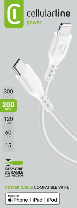 Actual product image Cellularline Power Cable 200cm - USB-C to Lightning (2 m, USB 3.2 Gen 2)