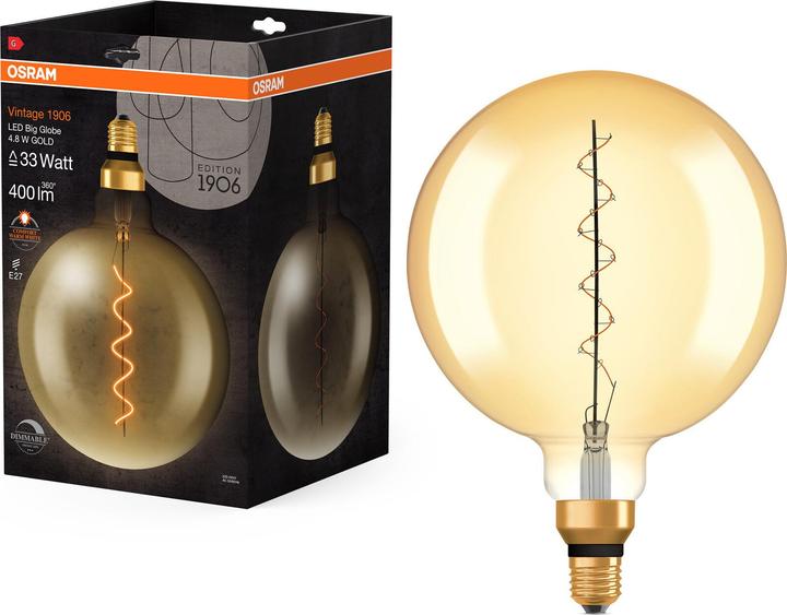 Produktbild Osram Vintage 1906 Led Classic Slim Filament Globe (E27, 4.80 W, 400 lm, 1 x, G)