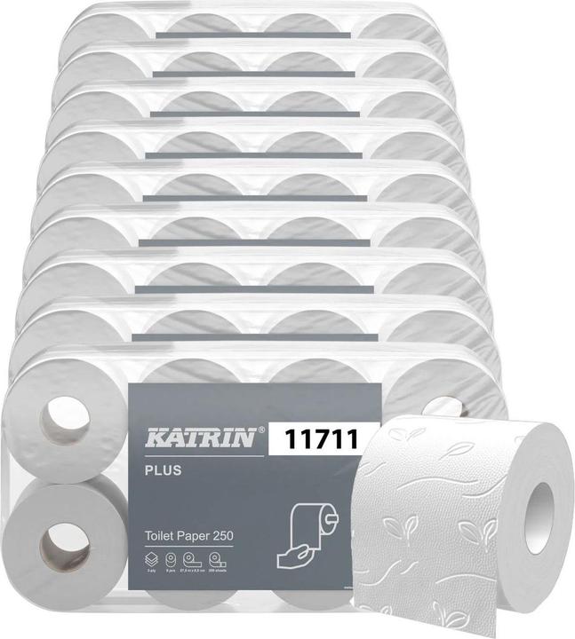 Actual product image Katrin Toilet paper 3-ply, toilet paper, WC paper- Plus Toilet 250 SOFT - 9 x 8 rolls, se (72 x)