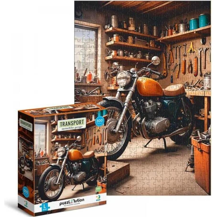 Dodo Puzzle Medium-L 500 Transport, Motorrad in der Garage (500 pezzi)