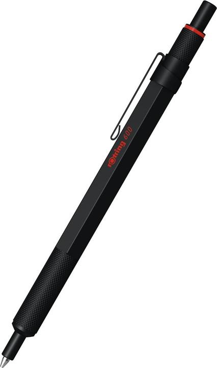 Image du produit Rotring 600 Gel Pen | 0,55 mm | Sort Blk | Sort Metal Krop | Skridsikkert Rillet Greb & Sekskan... (Noir, 1 x)