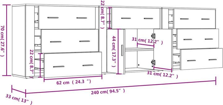 Image du produit vidaXL Sideboard (80 x 240 x 70 cm)