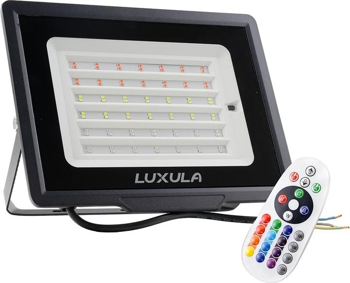 Image du produit Luxula Projecteur à LED RGB LX400184, 100W, IP65, noir, avec télécommande (IP65)