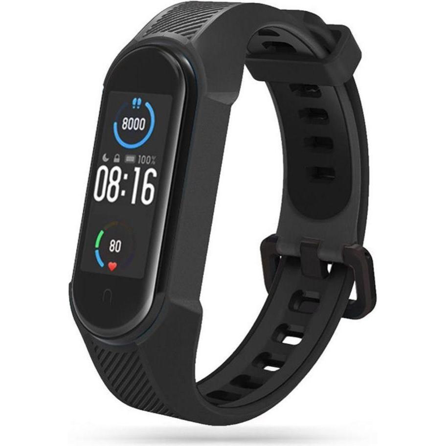 Tech-Protect Armor Strap for Xiaomi Mi Smart Band 5/6/7/NFC - Black (TPU Gummi, Xiaomi Mi Band 5), Uhrenarmband, Schwarz