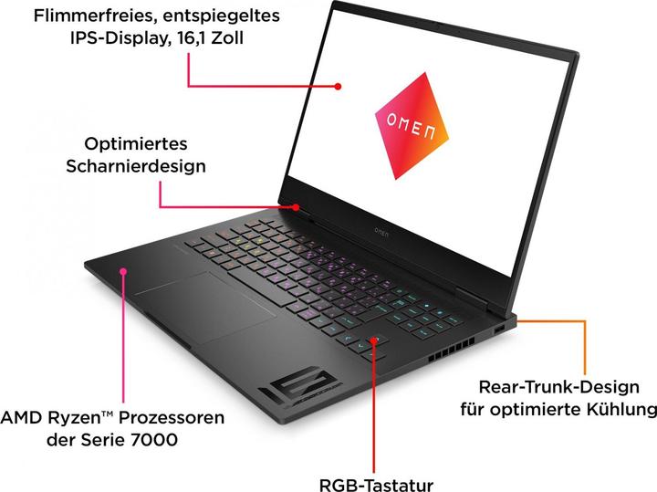 Actual product image HP Omen 16-xf0376ng (16.10", AMD Ryzen 7 7840HS, 16 GB, 512 GB, DE)