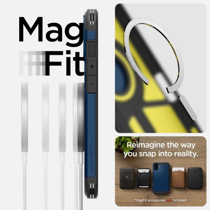 Actual product image Spigen Tough Armor MAG iPhone 16 MagSafe navy blue ACS08217 (Apple iPhone 16)