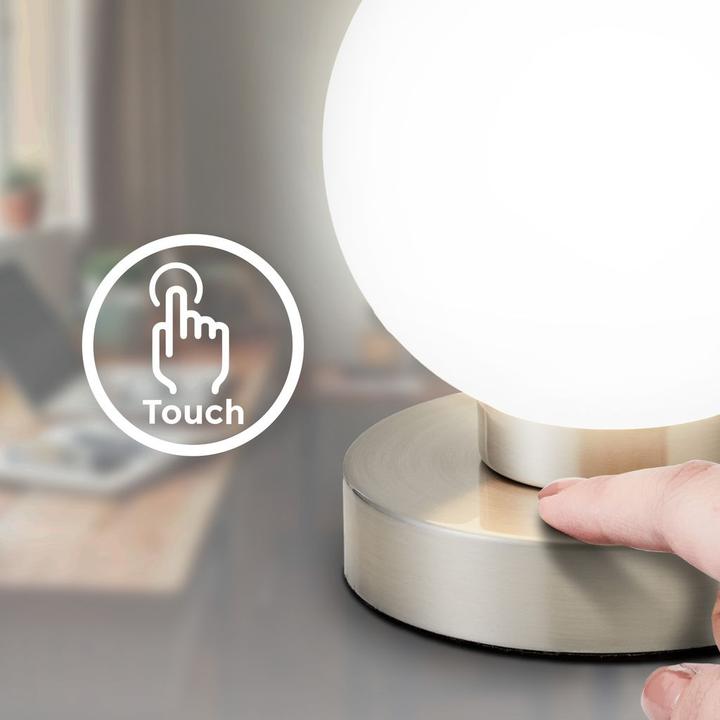 Produktbild B.K.Licht Tischleuchte, matt-nickel-weiss, 1xE14/max.25W (E14)