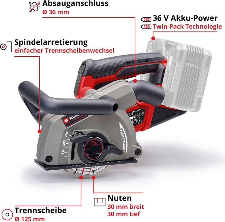 Produktbild Einhell Akku - Mauernutfräse TP-MA 36/30 Li Brushless - solo