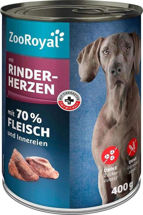 Zooroyal Hunde-Nassfutter mit Rinderherzen (6 Stk., 2400 g)