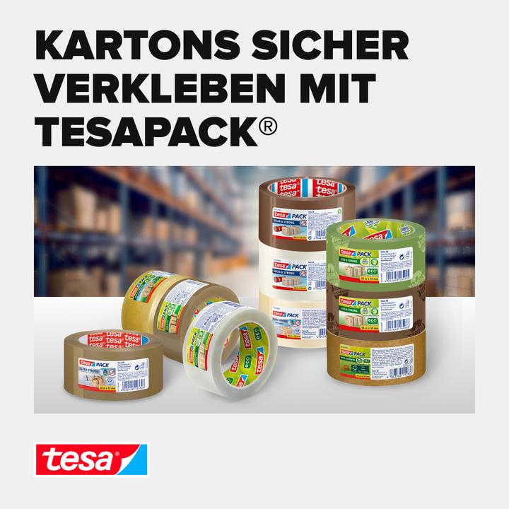 Produktbild tesa 3x tesapack PAPER STANDARD Verpackungsband - 56 % biobasiertes Material - recyclingfreundlich (50 mm)