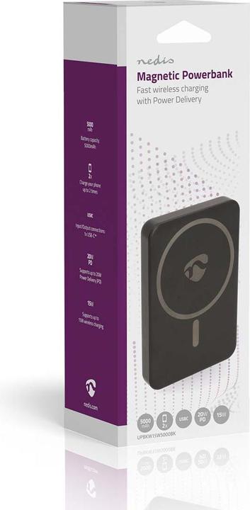 Immagine prodotto Nedis powerbank - 5000 mAh - ricarica wireless - 1.67/2.22/3.0 A - numero di uscite: 1 - uscita a (5000 mAh, 20 W, 18.50 Wh)