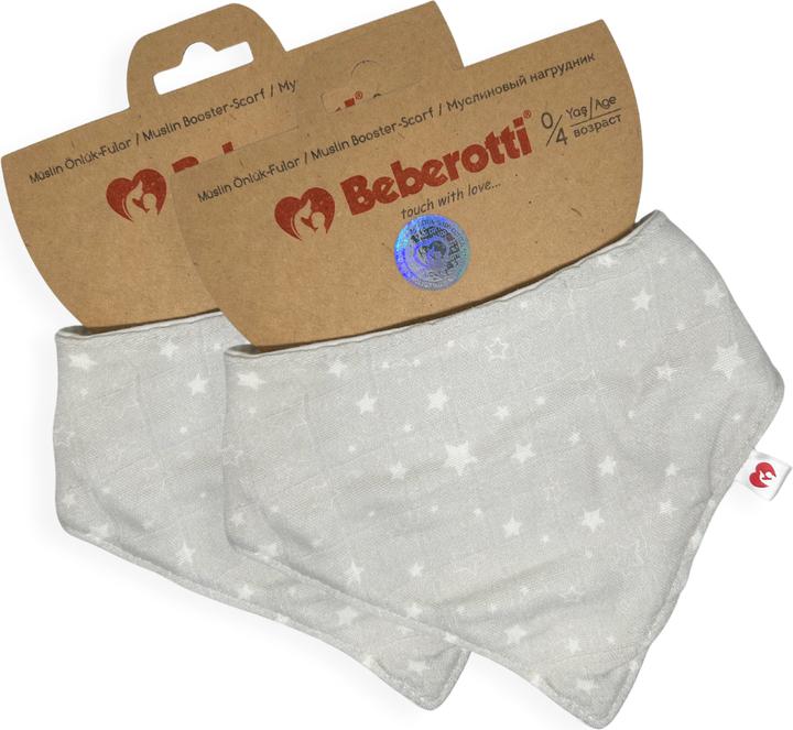 Actual product image Beberotti Organic Muslin Baby Bandana Bib Grey/star (1 Month)