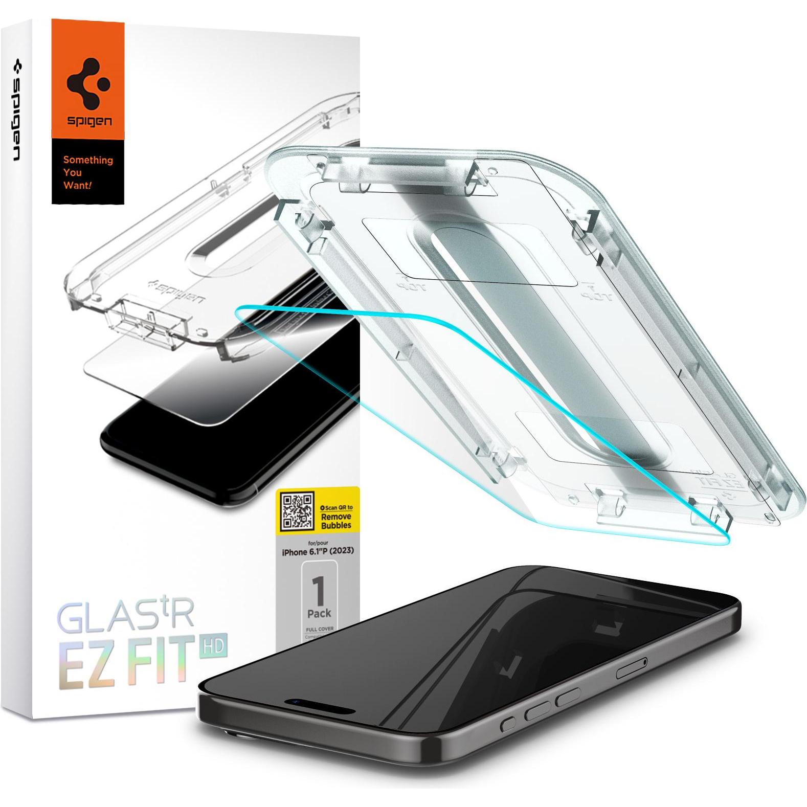 Spigen Glas.TR iPhone 15 Pro 6.1" "EZ FIT" clear szkło hartowane AGL06898 (1 Stück, Apple iPhone 15 Pro), Smartphone Sch...
