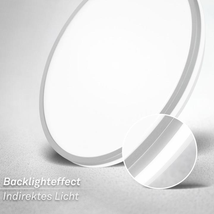 Actual product image Briloner Ultra-efficient ceiling light with energy efficiency class A, white with matt chrome edge (1800 lm)