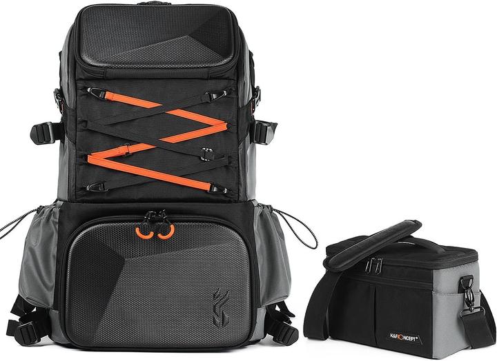 Produktbild K&F Concept Grosse Fotografen-Rucksacktasche mit Laptopfach und wasserdichter Regenhülle (Fotorucksack, 33 l)
