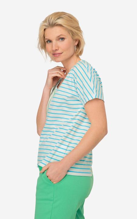 Actual product image Laurasøn T-Shirt, Ringelmix, V-Ausschnitt, Halbarm, OEKO-TEX Made in Green (L)