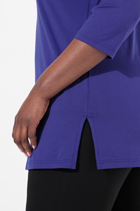 Produktbild Ulla Popken Shirt, tiefer Rundhalsausschnitt, 3/4 Arm (42, 44)